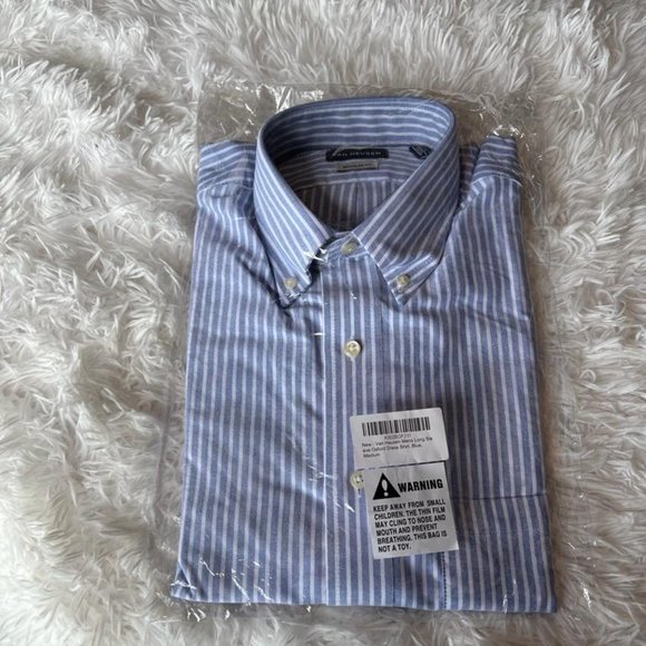 Van Heusen Mens Oxford Blue Striped Long Sleeve - Picture 1 of 7